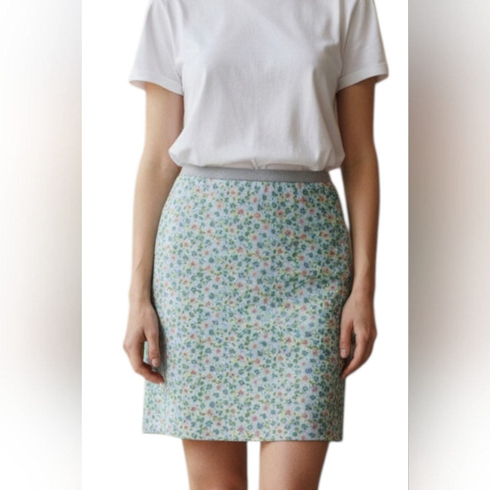 Boden Ditzy Floral Cotton Miniskirt Size 4 Preppy Cottagecore Green Lavender